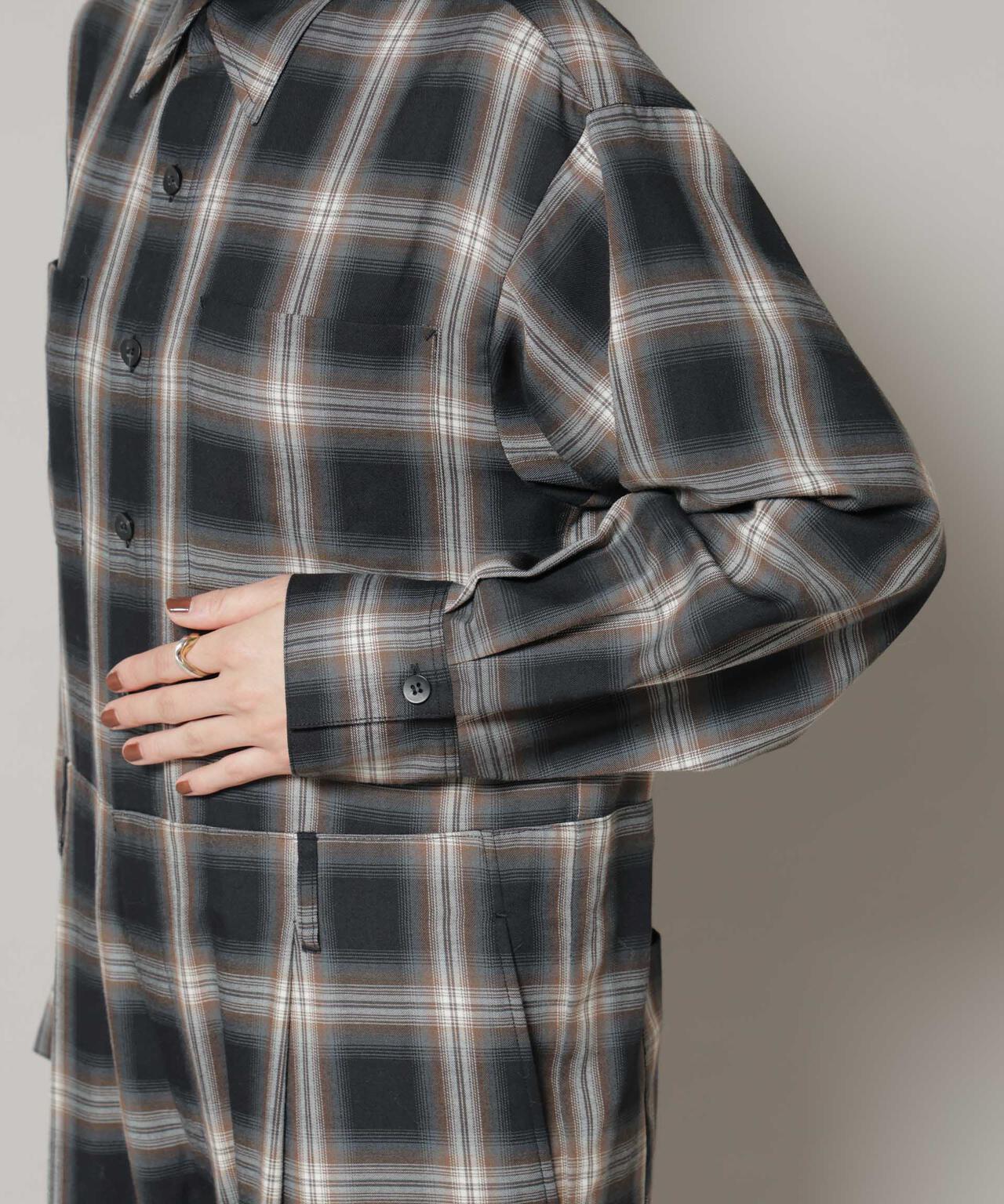 オンブレーチェックジャンプスーツ