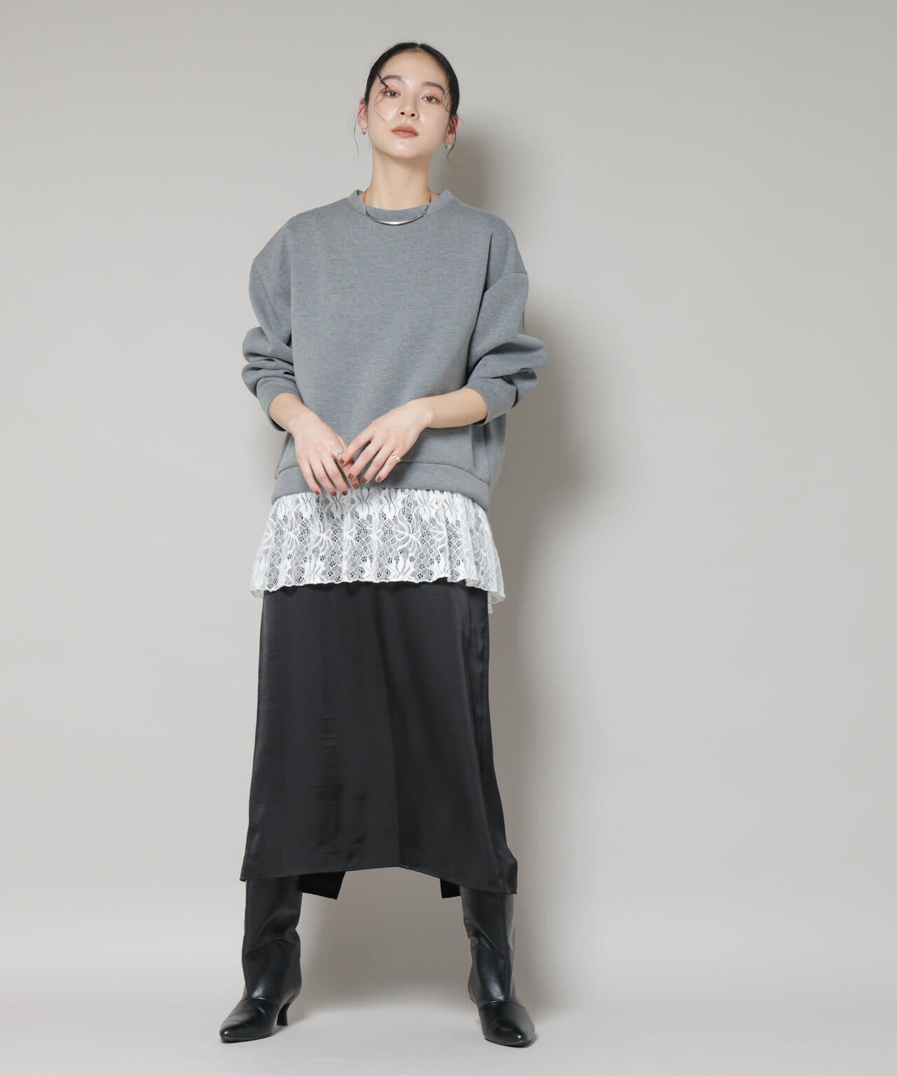 レースレイヤードセットワンピース