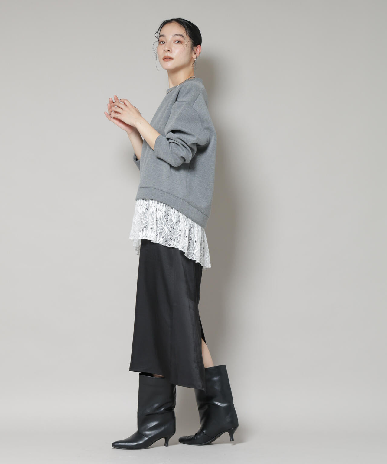 レースレイヤードセットワンピース