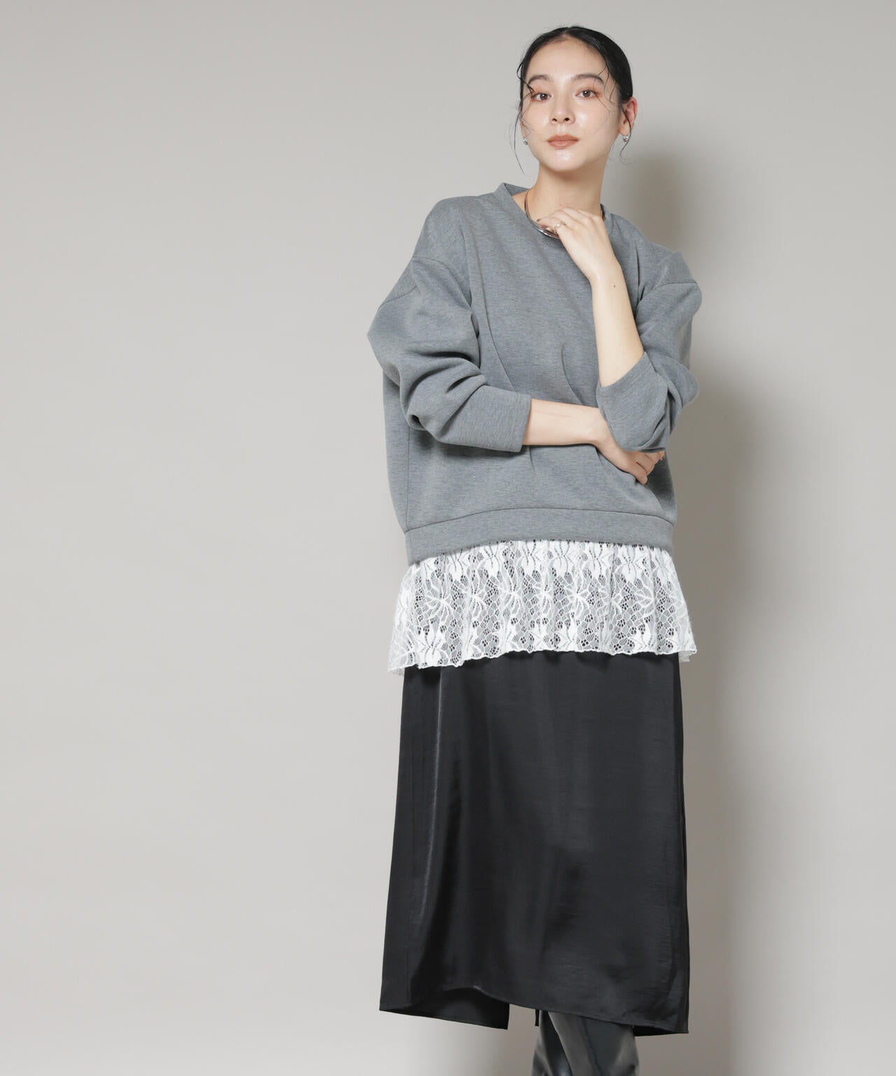 レースレイヤードセットワンピース