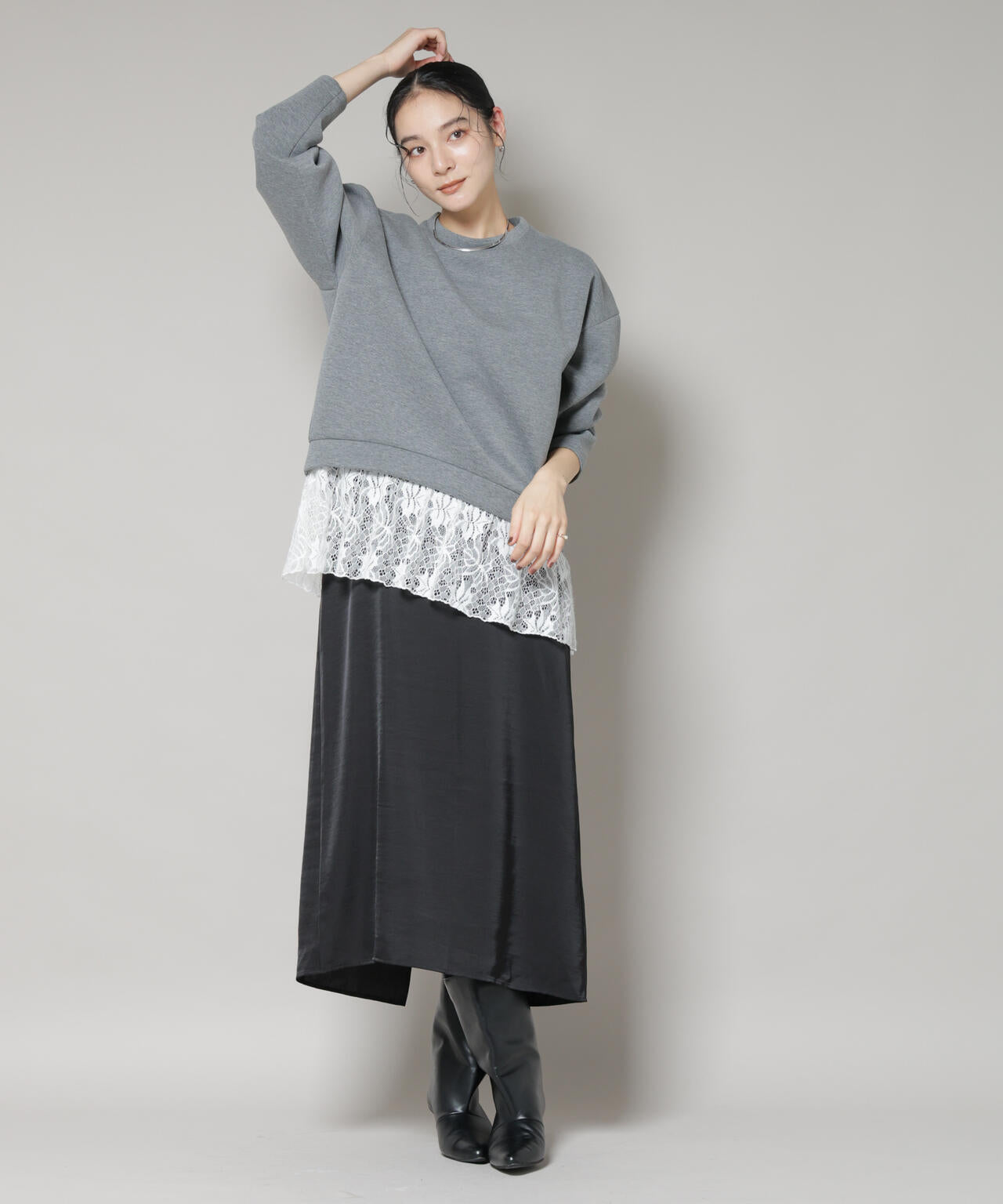 レースレイヤードセットワンピース