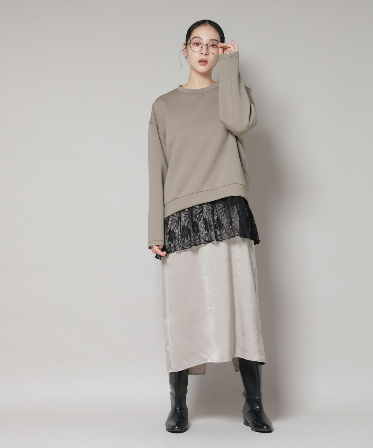 レースレイヤードセットワンピース