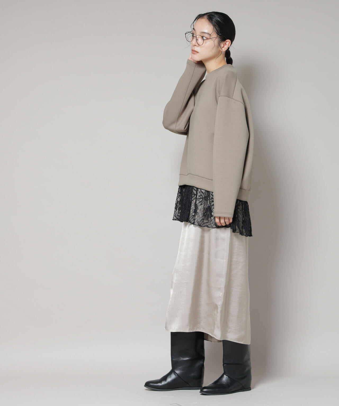 レースレイヤードセットワンピース