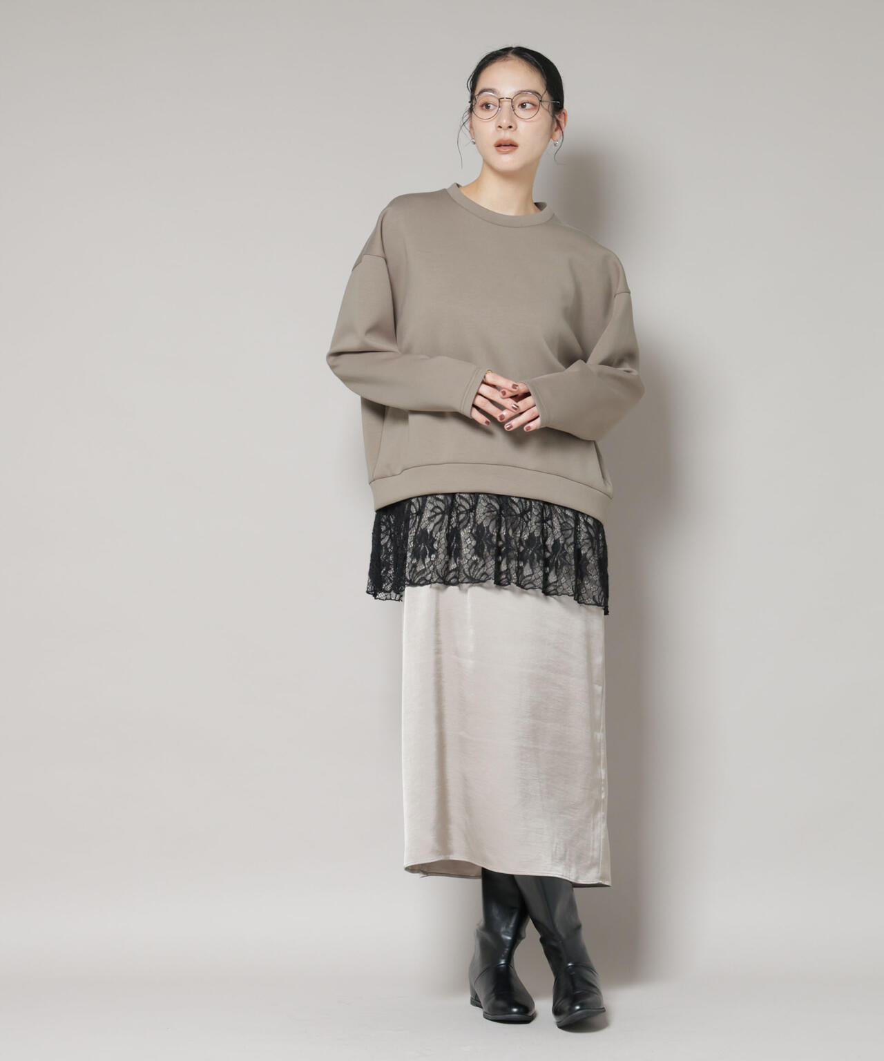 レースレイヤードセットワンピース