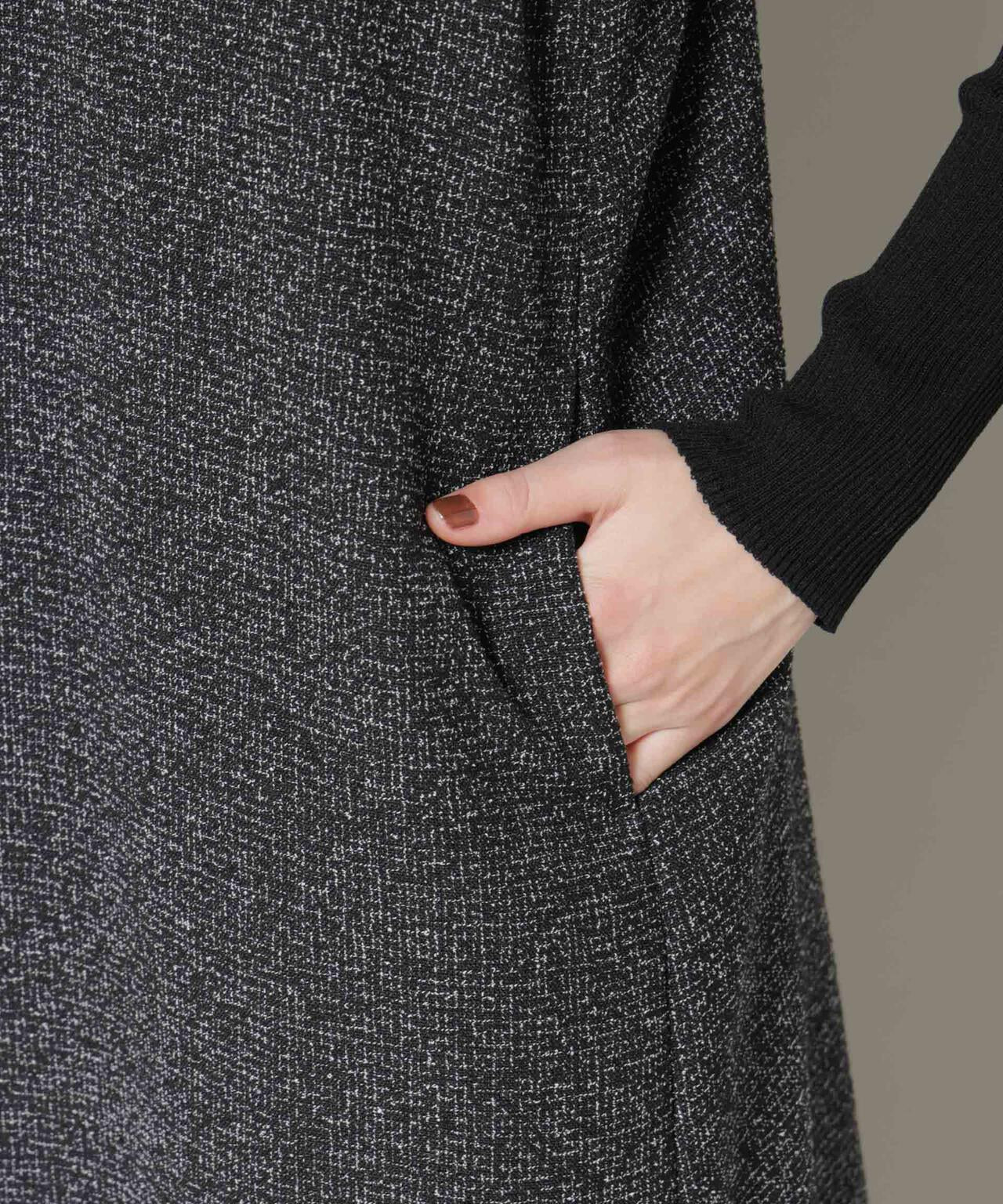 ツイードIラインワンピース×シアーリブニットセット