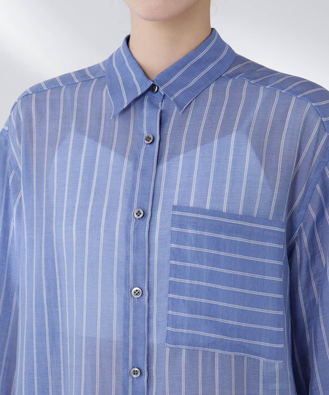 シアーストライプオーバーサイズロングシャツ(セットアップ可)