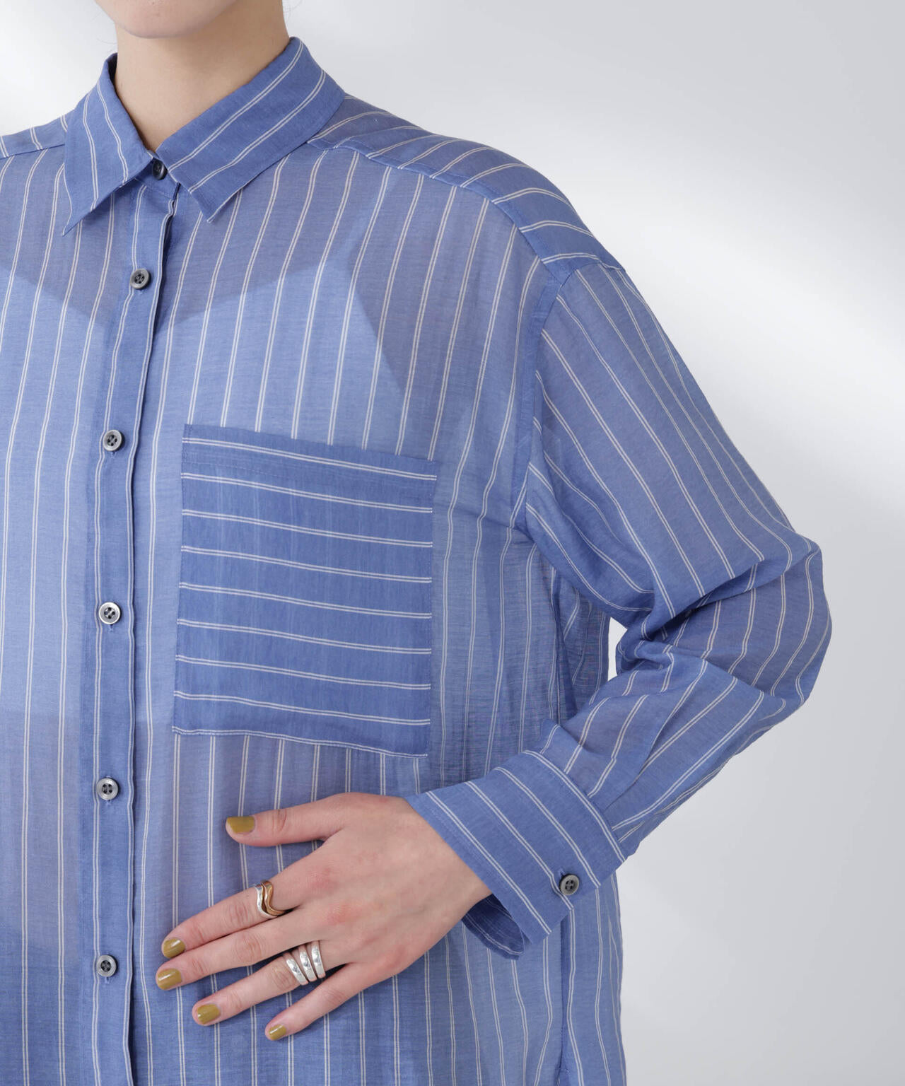 シアーストライプオーバーサイズロングシャツ(セットアップ可)