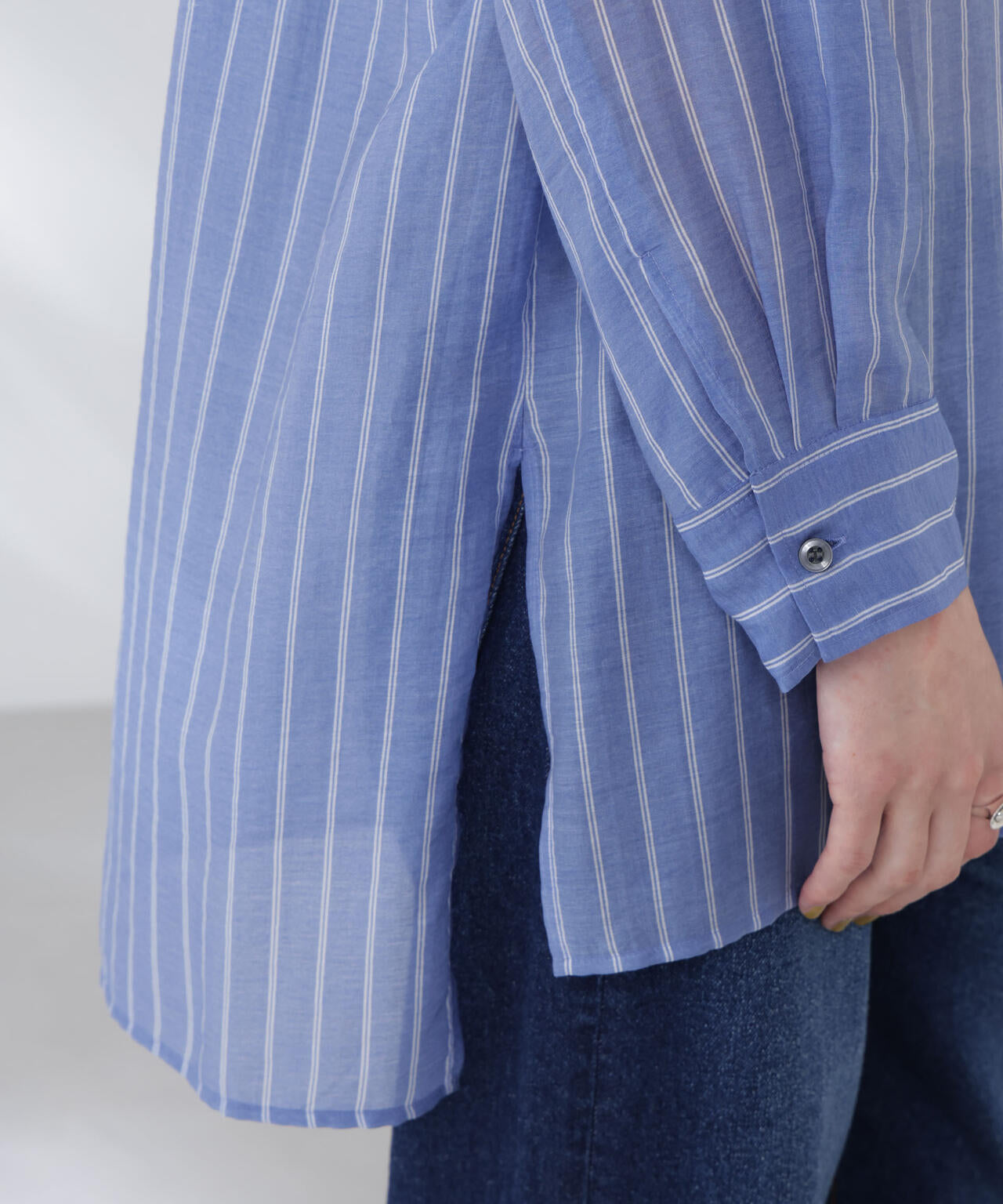 シアーストライプオーバーサイズロングシャツ(セットアップ可)