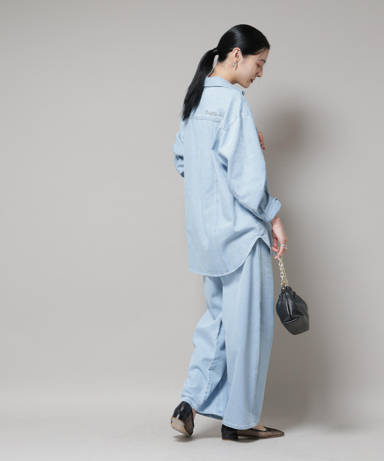 刺繍入りデニムワイドシャツ(セットアップ可) | NANO universe（ナノ