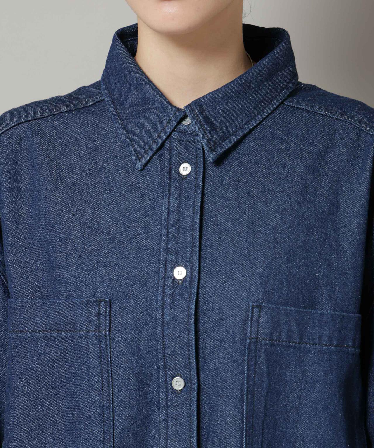 刺繍入りデニムワイドシャツ(セットアップ可)