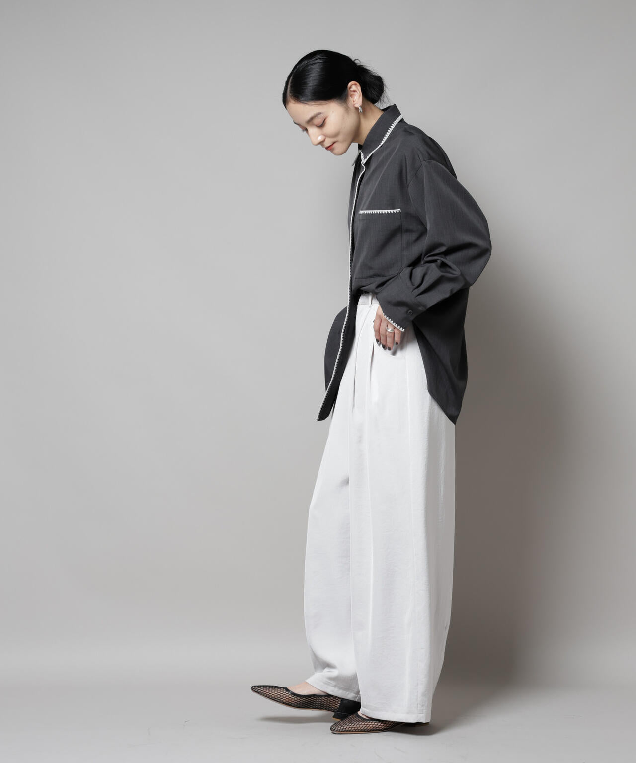 トリミング刺繍ツイルシャツ | NANO universe（ナノ・ユニバース