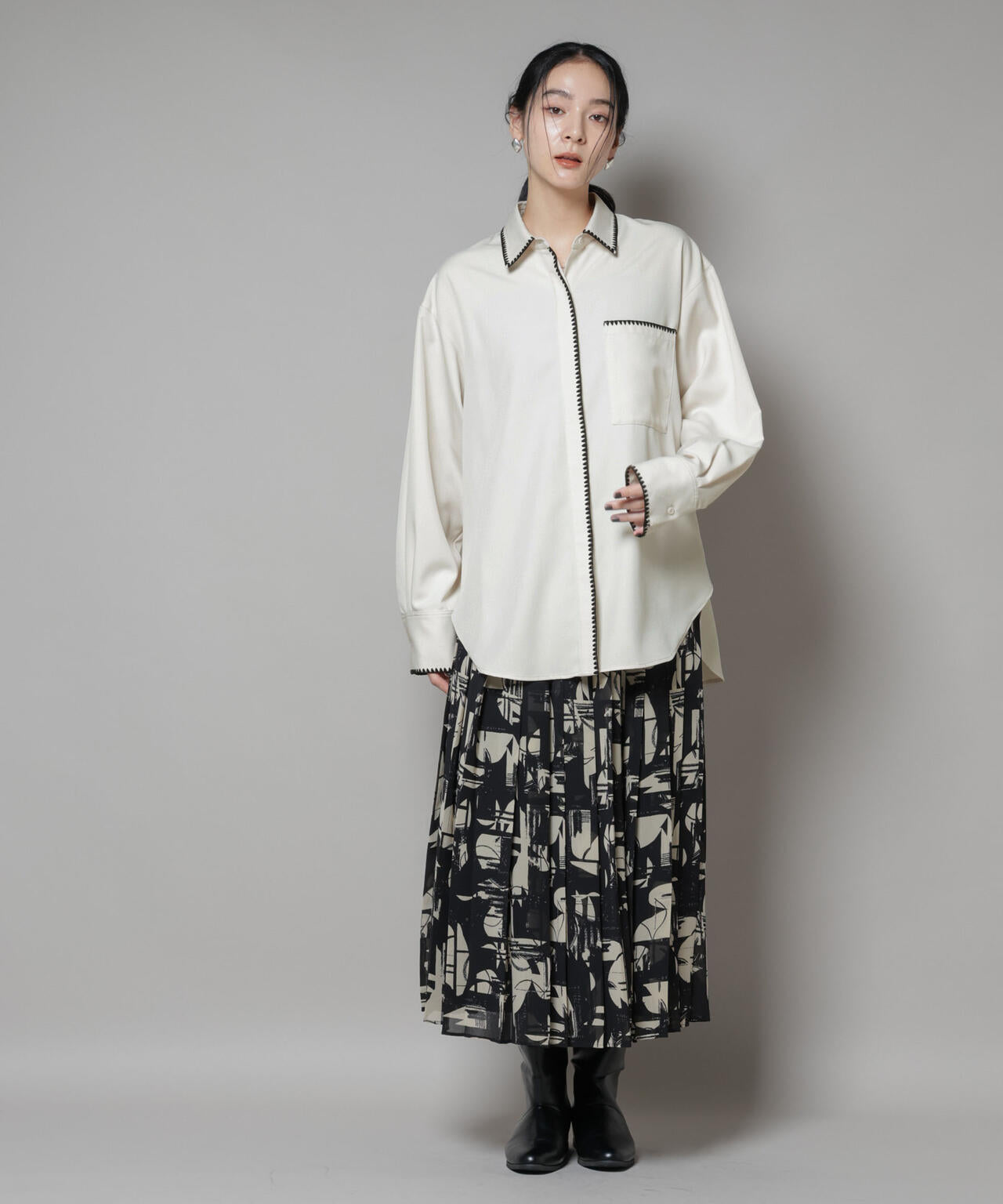 トリミング刺繍ツイルシャツ | NANO universe（ナノ・ユニバース