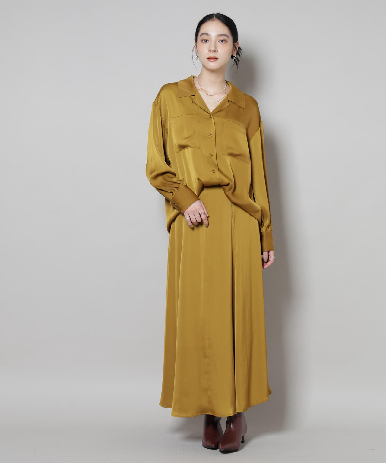 サテンオープンカラーシャツ(セットアップ可) | NANO universe