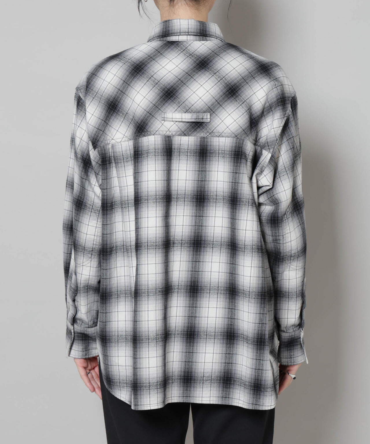 オンブレチェックオーバーネルシャツ