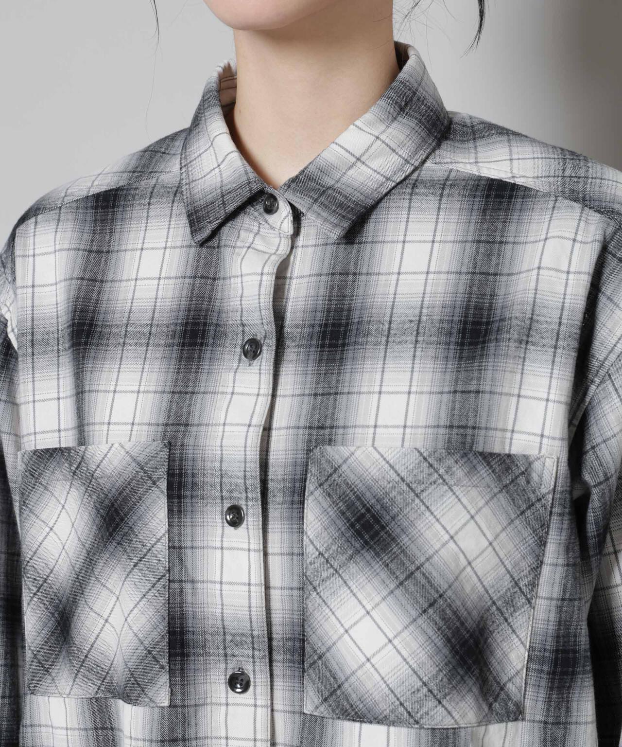 オンブレチェックオーバーネルシャツ