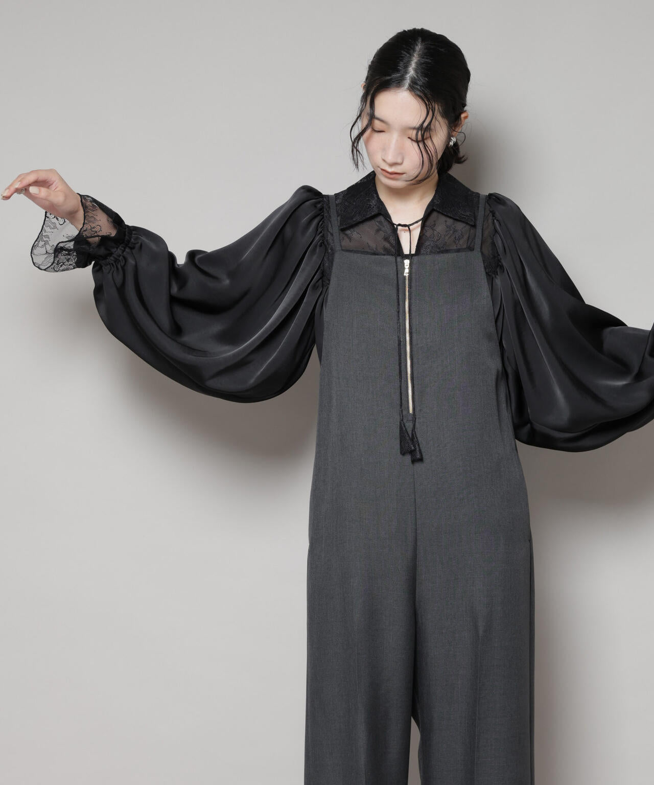 レースコンビギャザーブラウス | NANO universe（ナノ・ユニバース