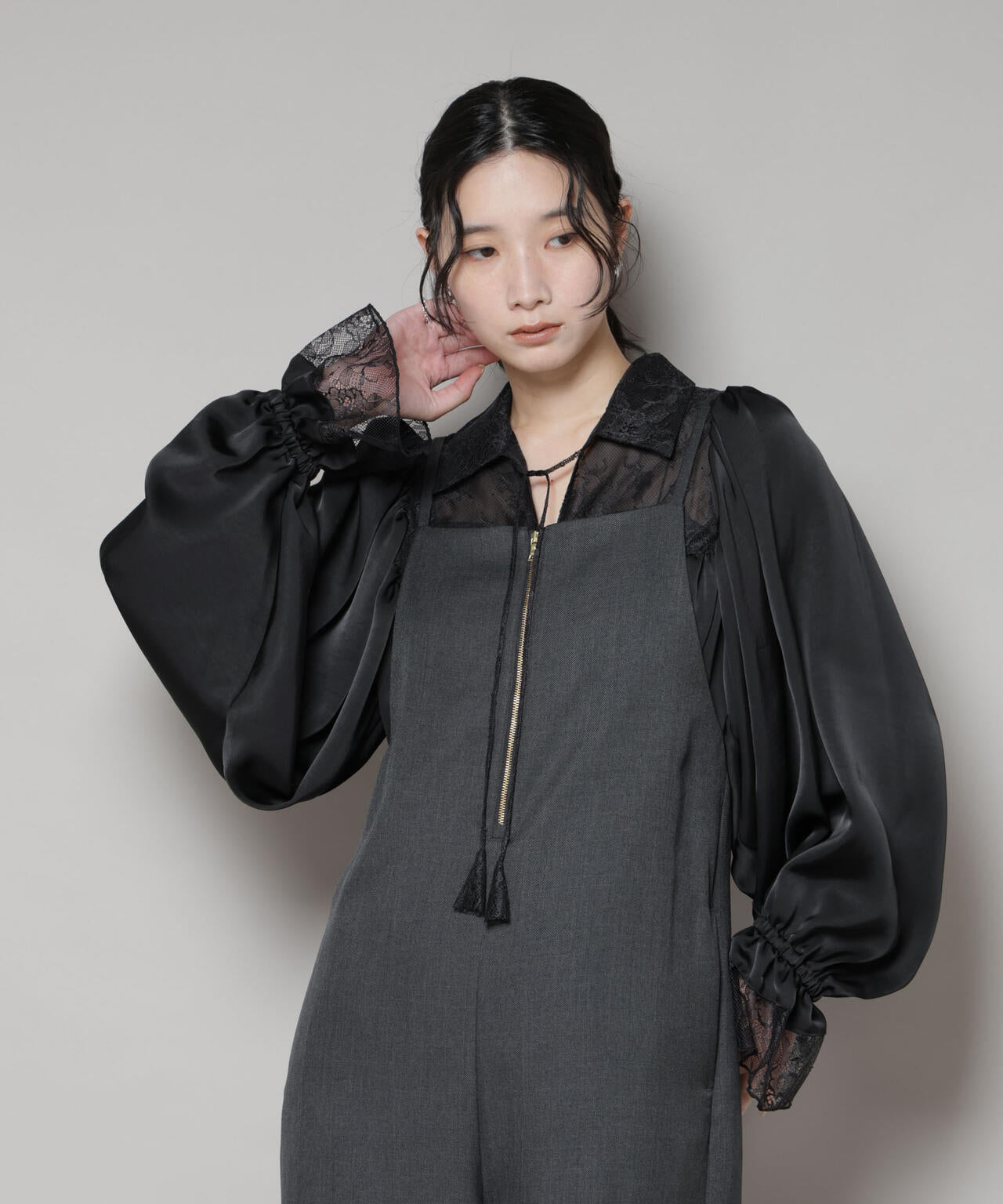 レースコンビギャザーブラウス | NANO universe（ナノ