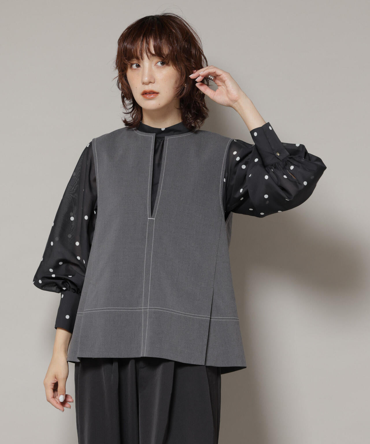 ドライウェザーストレッチバイカラーステッチベスト(セットアップ可)