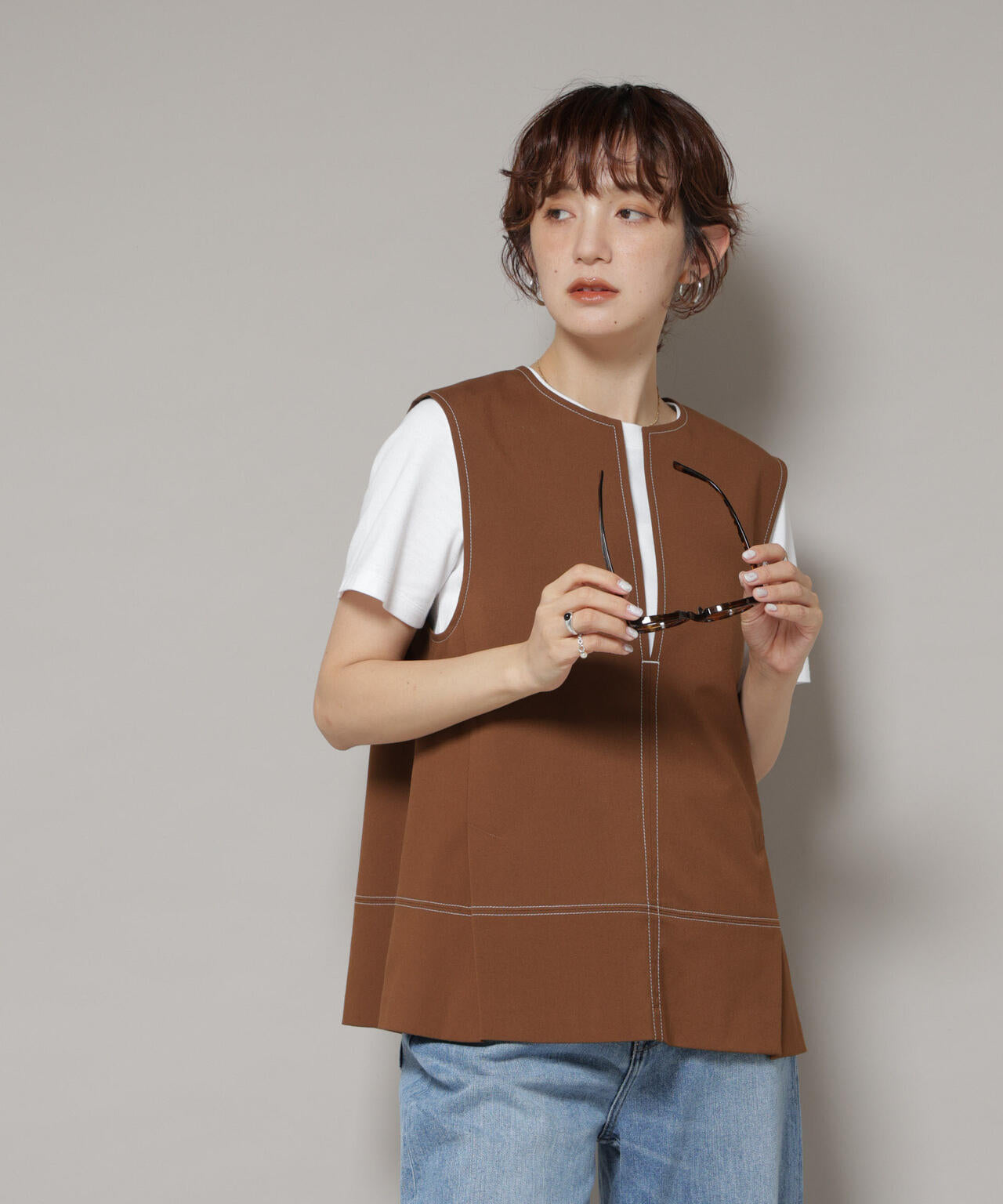 ドライウェザーストレッチバイカラーステッチベスト(セットアップ可)