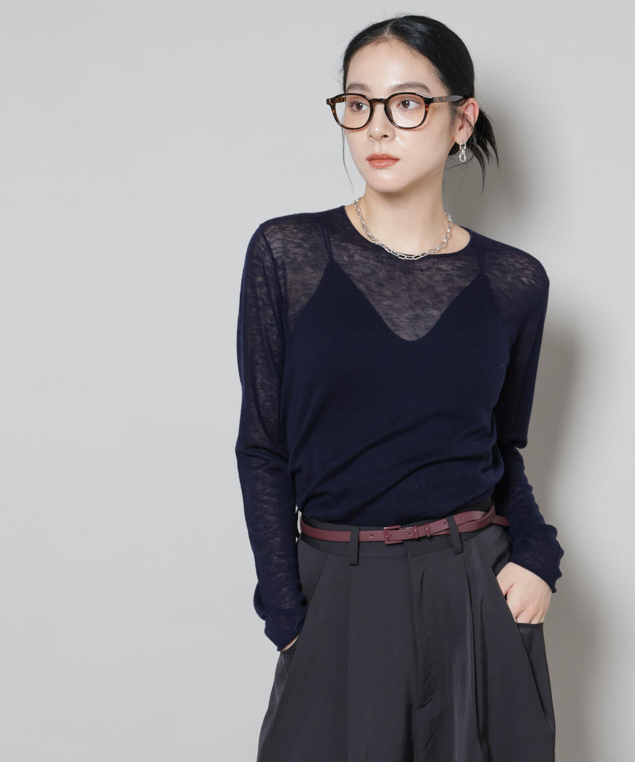 スイビウールクルーネックニットプルオーバー