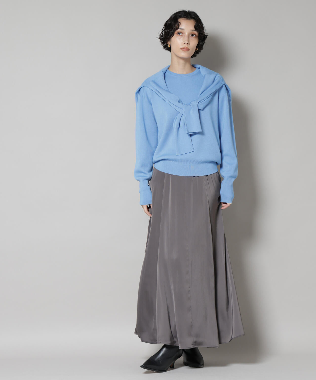 毛玉レスニットスムースクルーネックプルオーバー