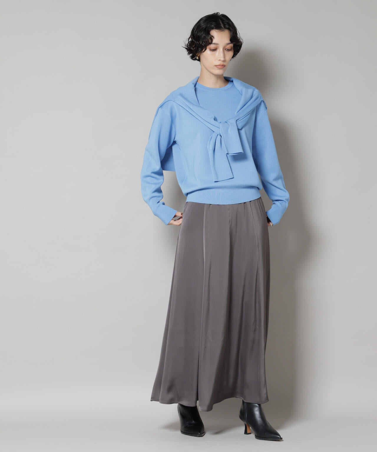 毛玉レスニットスムースクルーネックプルオーバー