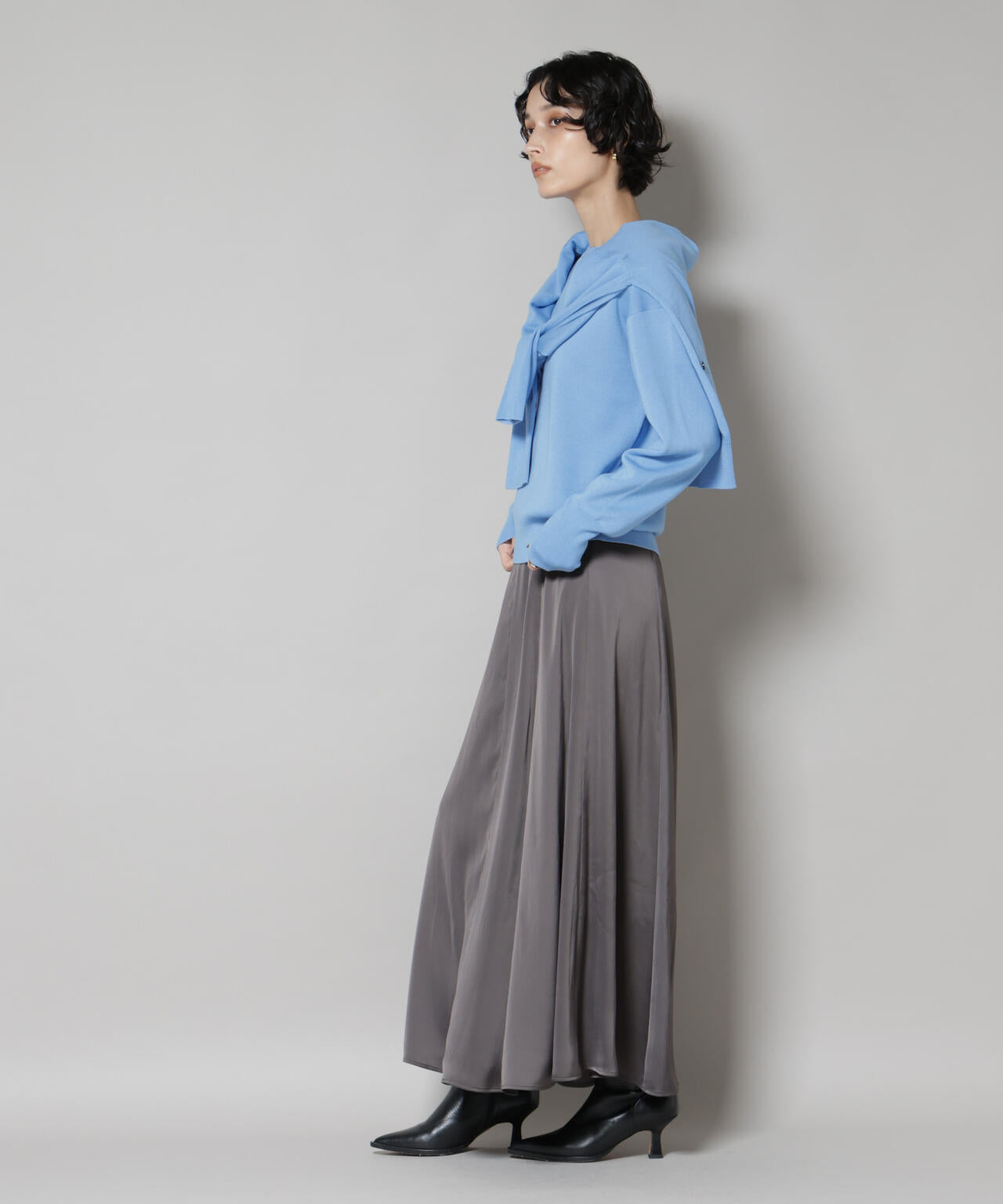 毛玉レスニットスムースクルーネックプルオーバー