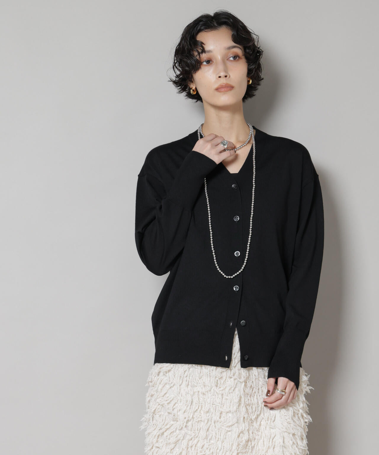 毛玉レスニット2wayカシュクールカーディガン