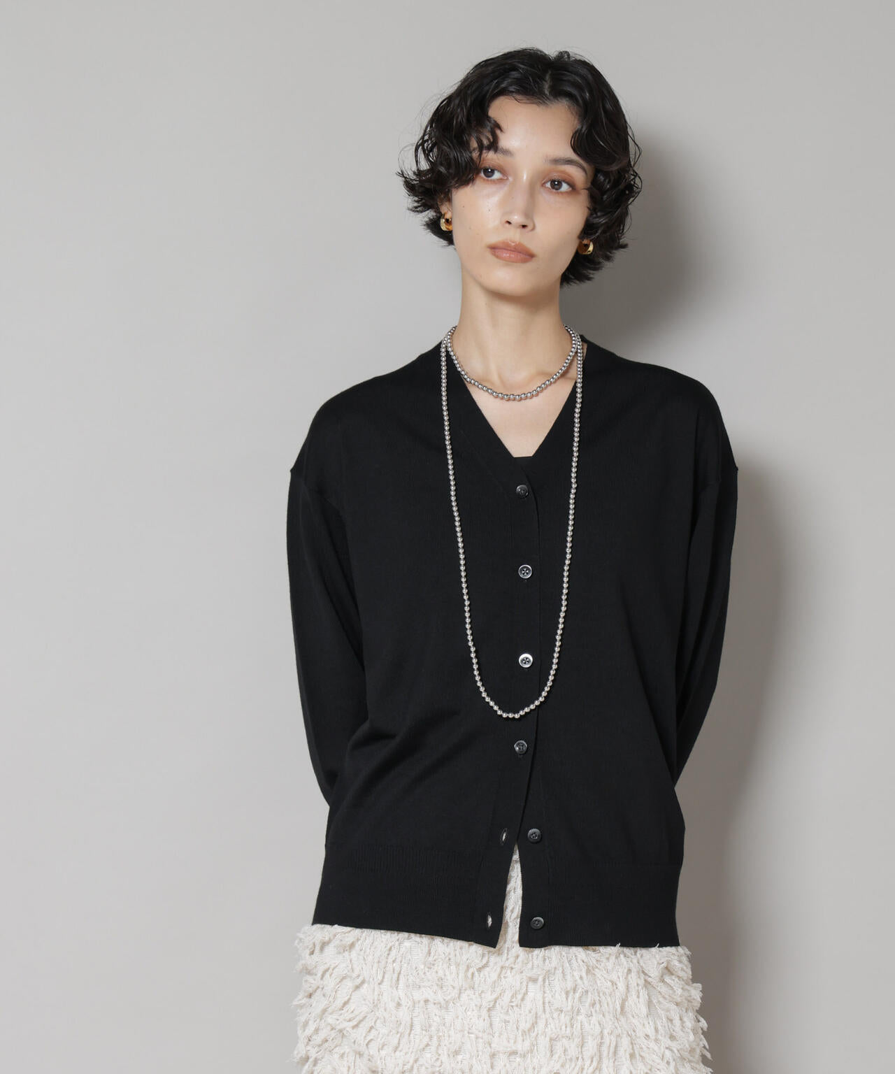 毛玉レスニット2wayカシュクールカーディガン