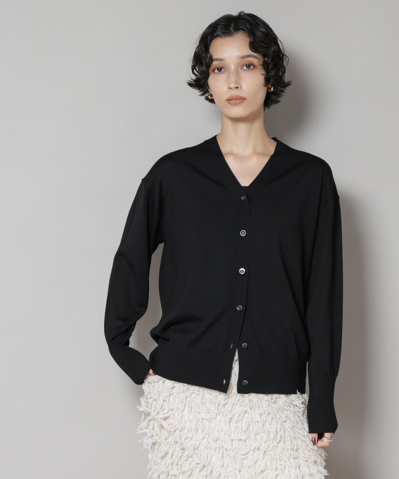 毛玉レスニット2wayカシュクールカーディガン