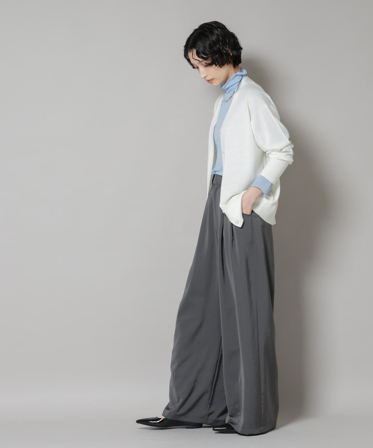 毛玉レスニット2wayカシュクールカーディガン