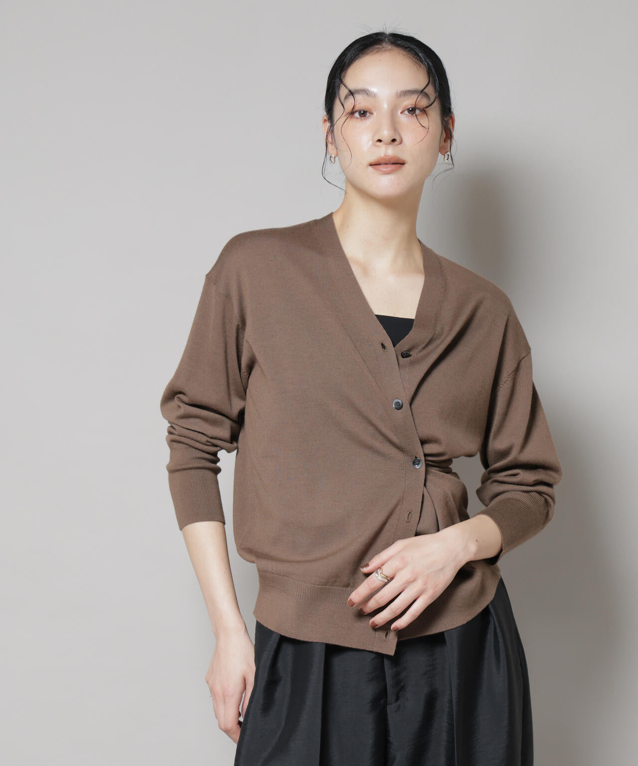 毛玉レスニット2wayカシュクールカーディガン