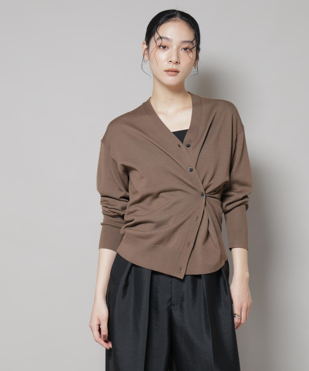 毛玉レスニット2wayカシュクールカーディガン