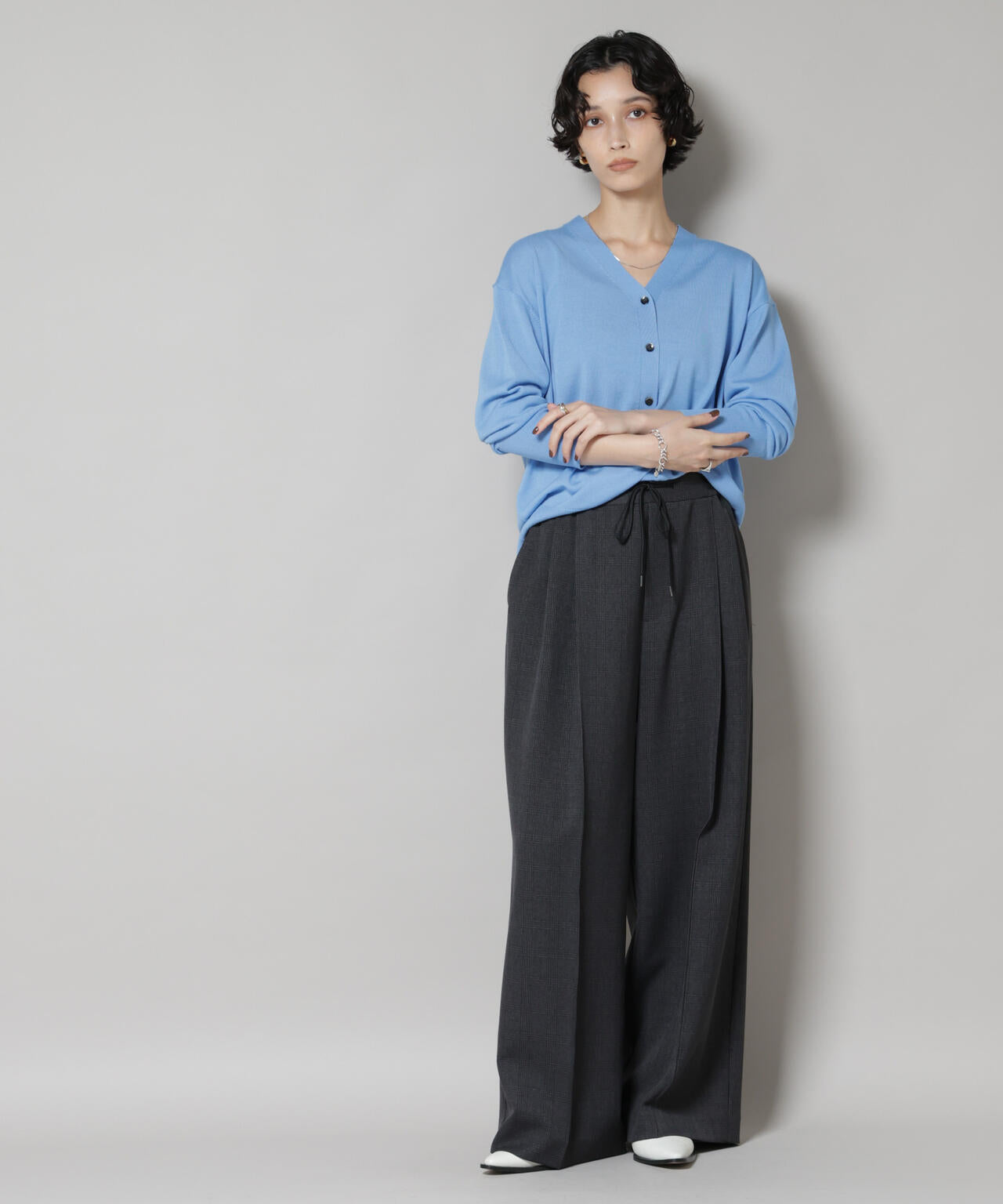 毛玉レスニット2wayカシュクールカーディガン