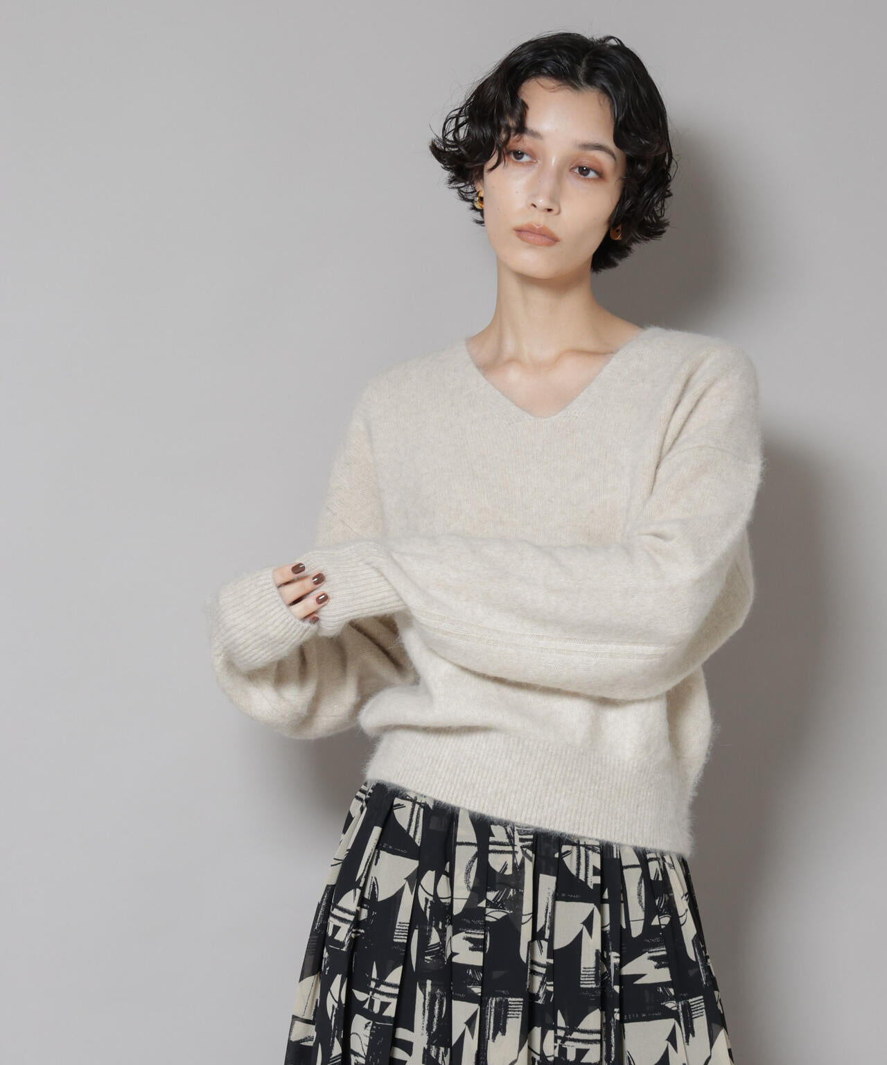 ウォッシャブルフォックスVネックニットプルオーバー | NANO universe