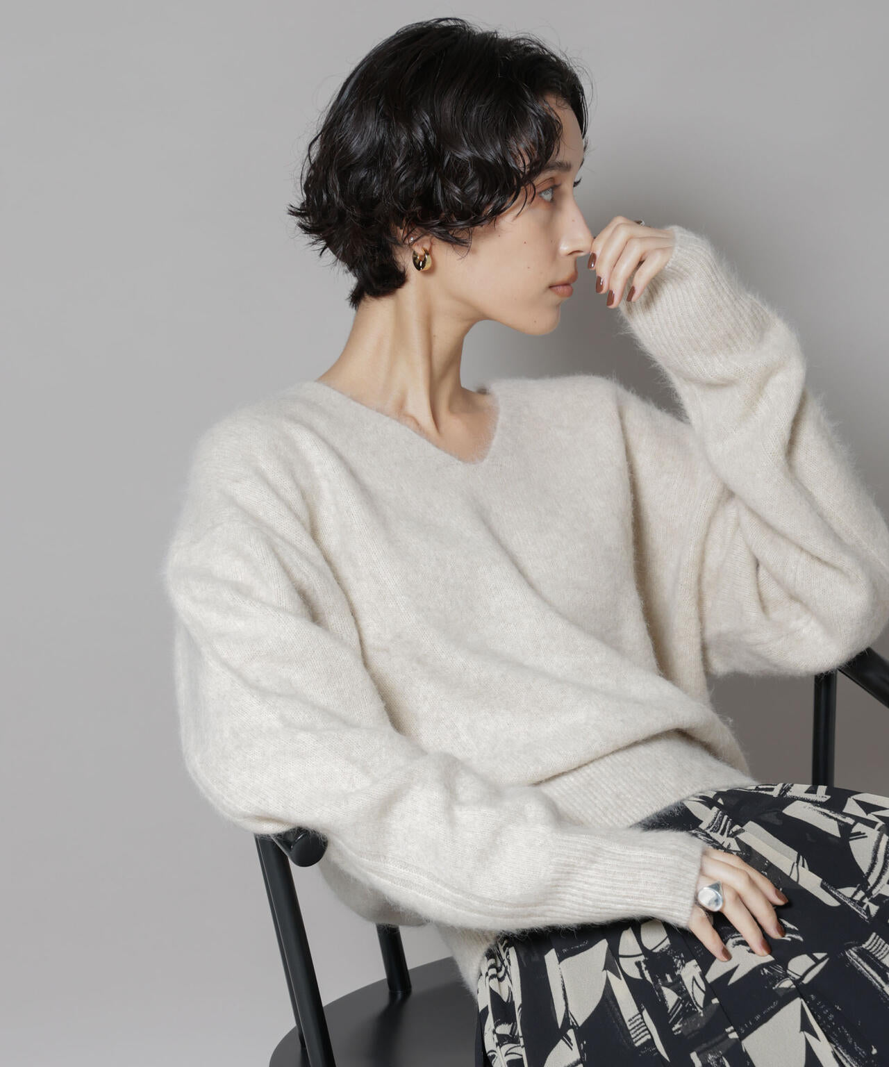 ウォッシャブルフォックスVネックニットプルオーバー | NANO universe