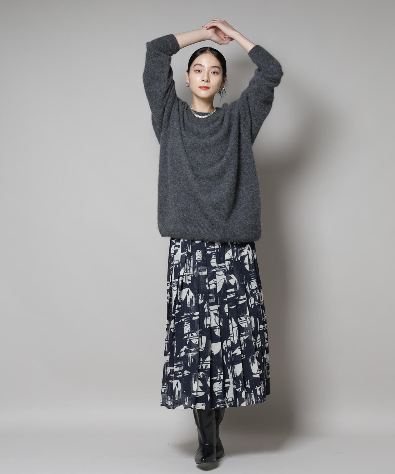 ウォッシャブルフォックスクルーワイドニットプルオーバー