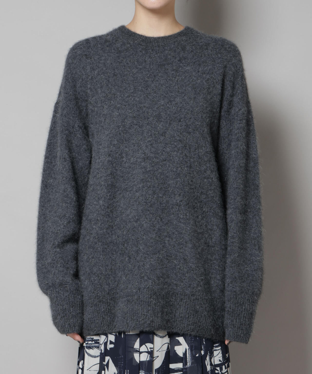 ウォッシャブルフォックスクルーワイドニットプルオーバー