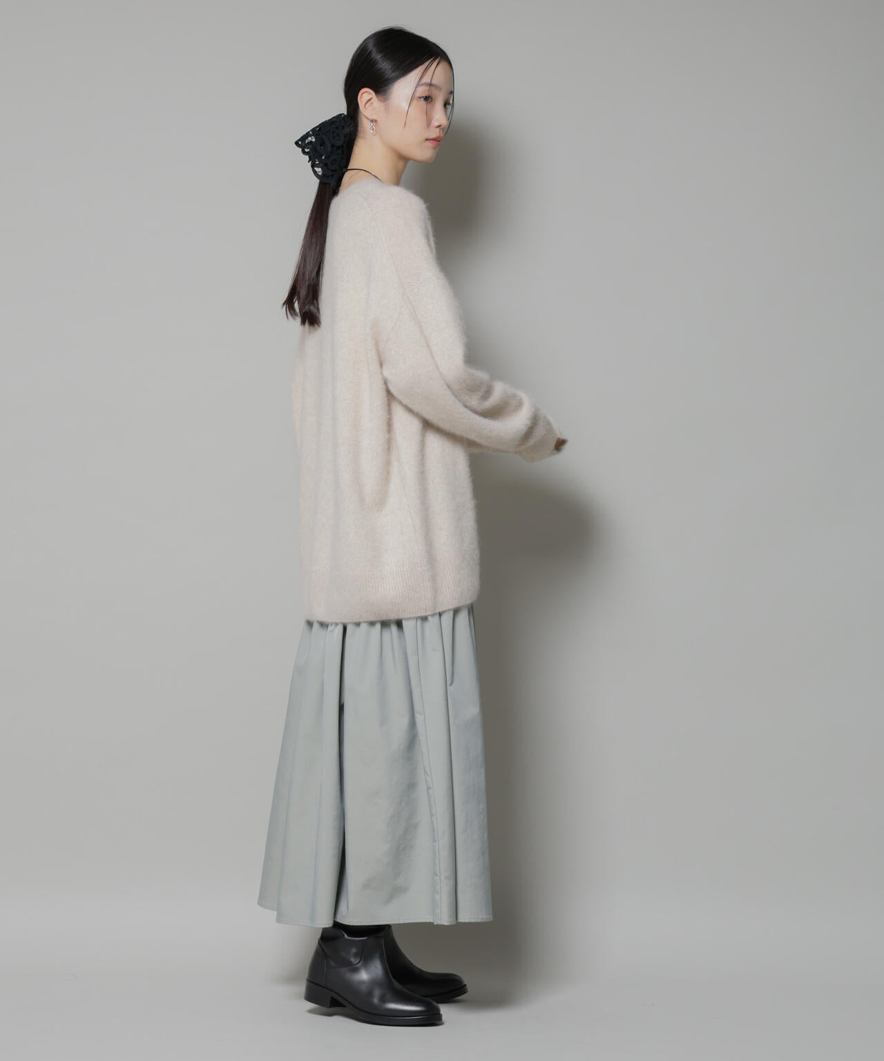 ウォッシャブルフォックスクルーワイドニットプルオーバー