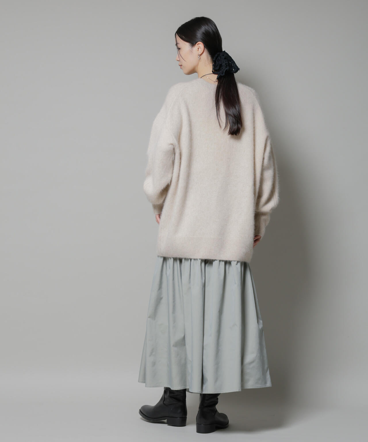 ウォッシャブルフォックスクルーワイドニットプルオーバー