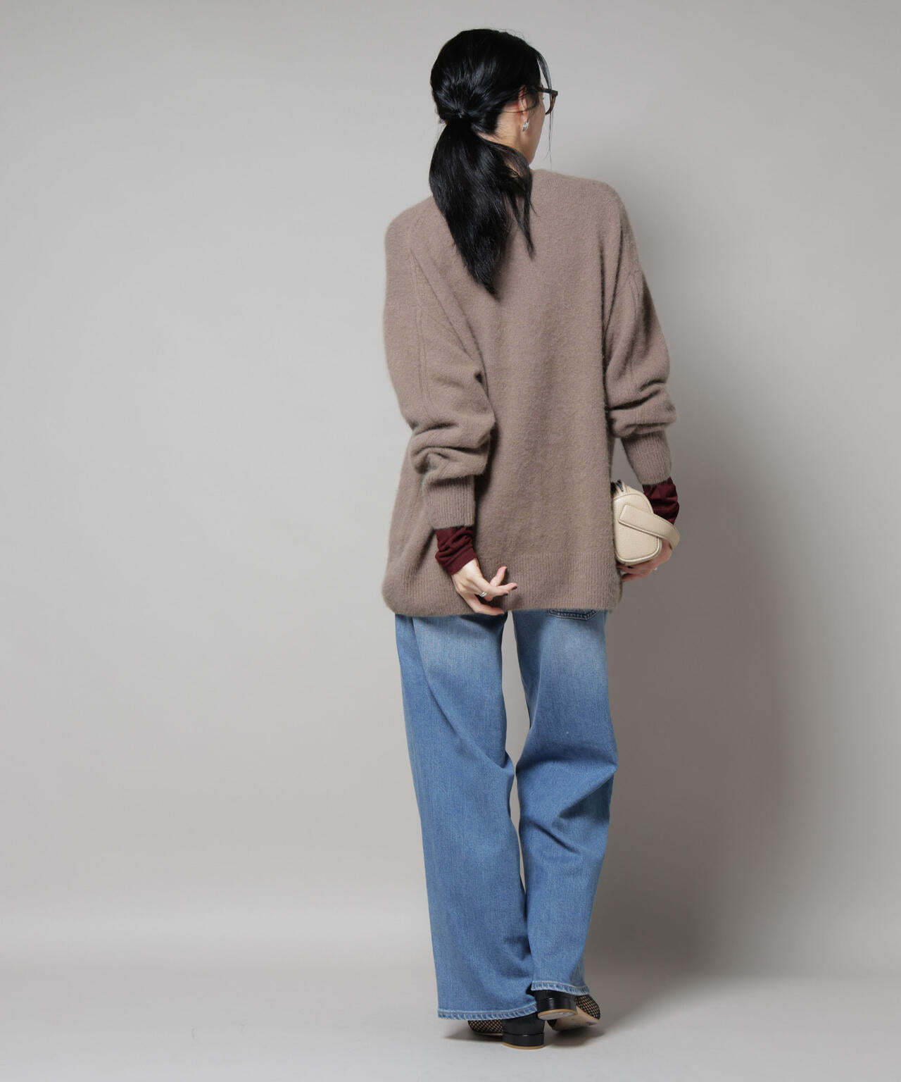 ウォッシャブルフォックスクルーワイドニットプルオーバー