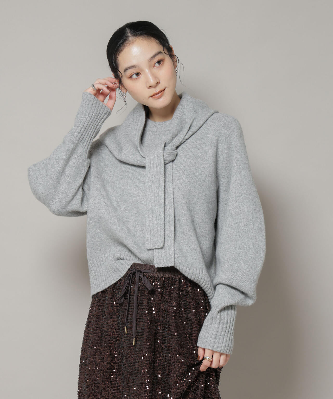 AQUAウールカシミヤクルーネックニットプルオーバー | NANO universe