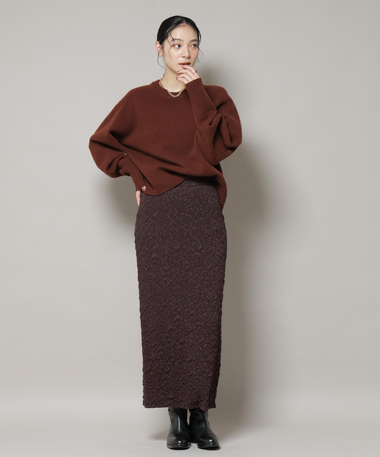 AQUAウールカシミヤクルーネックニットプルオーバー | NANO universe