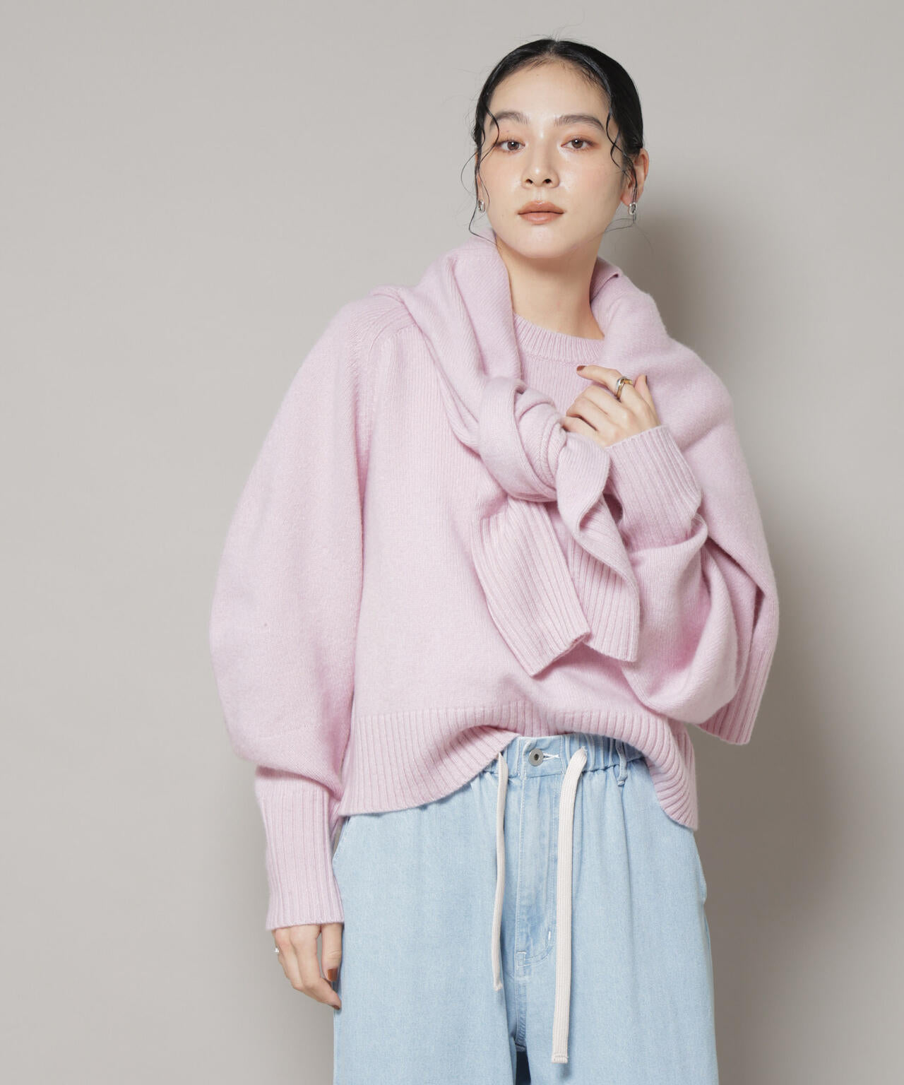 AQUAウールカシミヤクルーネックニットプルオーバー | NANO universe