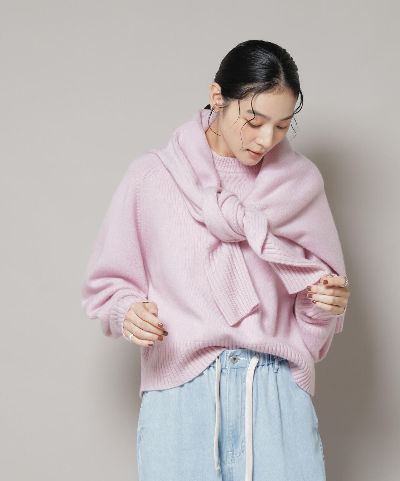 AQUAウールカシミヤクルーネックニットプルオーバー | NANO universe