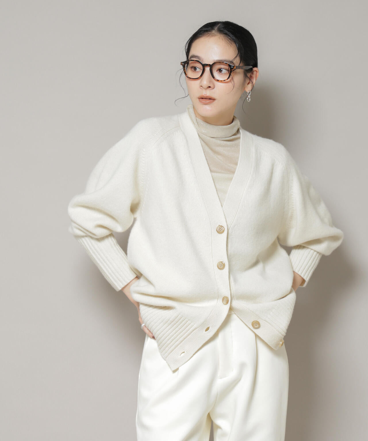 AQUAウールカシミヤVネックカーディガン | NANO universe（ナノ