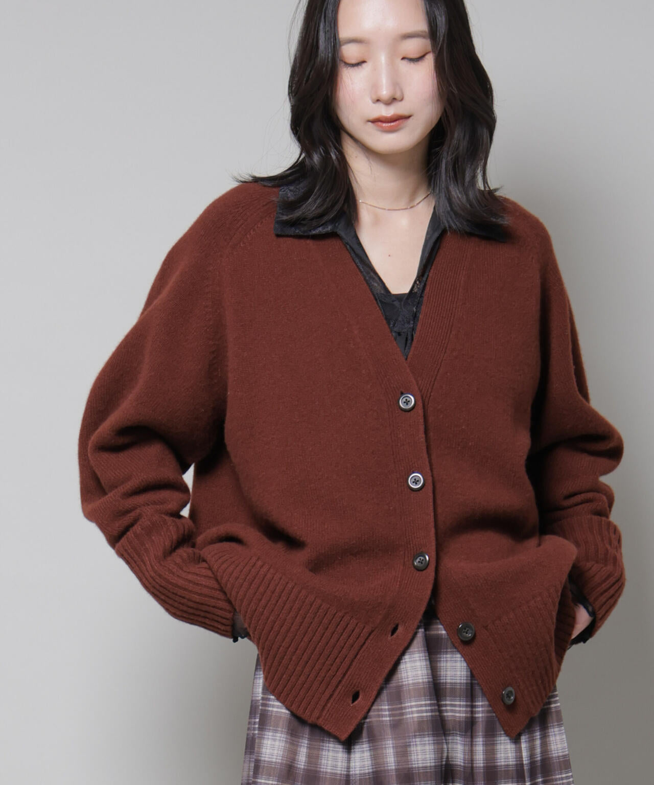 AQUAウールカシミヤVネックカーディガン | NANO universe（ナノ