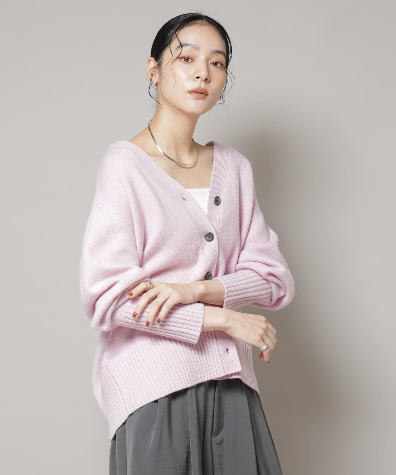 AQUAウールカシミヤVネックカーディガン | NANO universe（ナノ