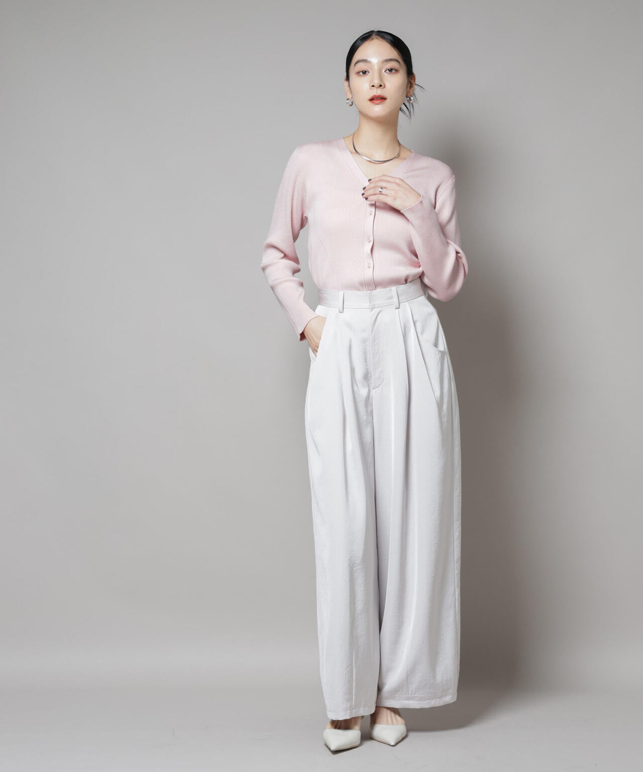 CICA&UVカット加工Vネックリブカーディガン | NANO universe（ナノ