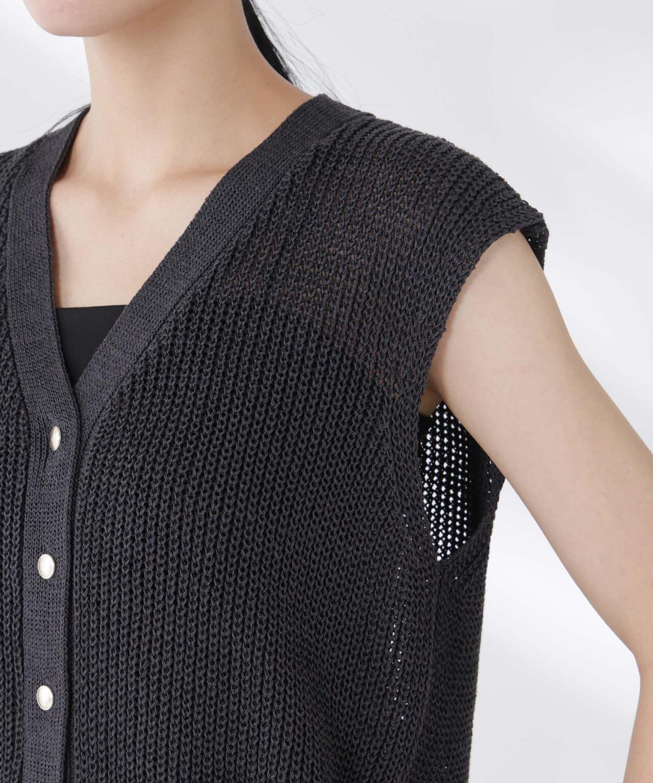 ペーパーヤーン畦ニットベスト